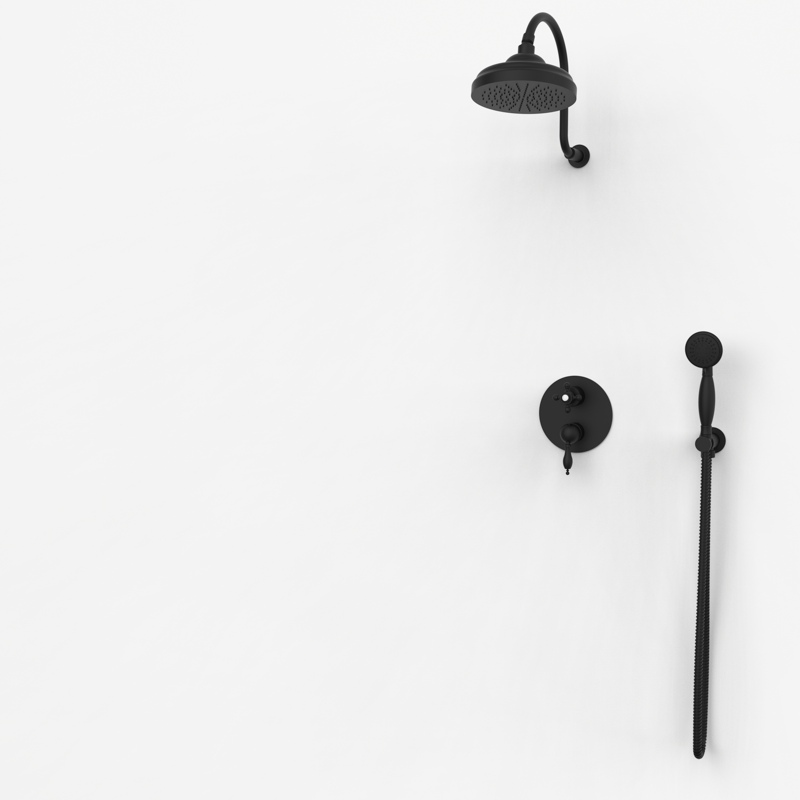 CLASSICAL - 2-Wege Duschmischer-Set - Schwarz