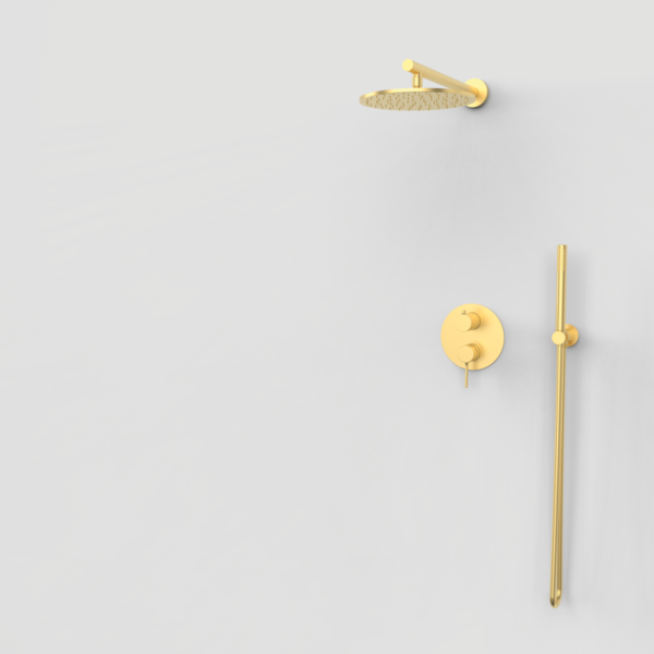 TIME Einhebel-Duschset mit 2 Ausgängen - Gold gebürstet PVD