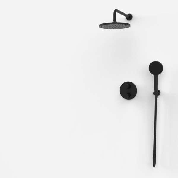 TIME Thermostat-Duschset mit 2 Auslässen - Schwarz PVD