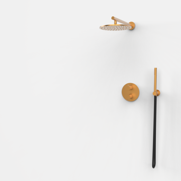 TIME Thermostat-Duschset mit 2 Auslässen - Kupfer PVD