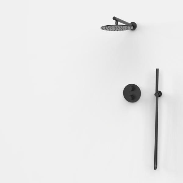 TIME Thermostat-Duschset mit 2 Auslässen - Schwarz PVD