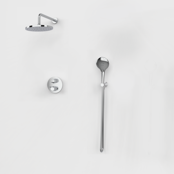 PREMIER Thermostatisches Duschsystem mit 2 Abgängen Edelstahl PVD