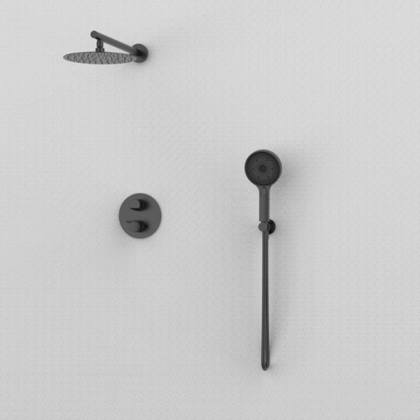 PREMIER Thermostatisches Duschsystem mit 2 Abgängen Schwarz PVD