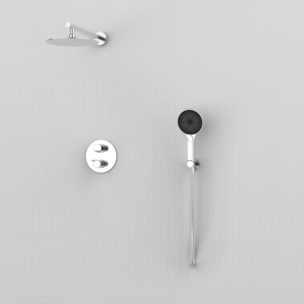 PREMIER Thermostatisches Duschsystem mit 2 Abgängen Edelstahl PVD