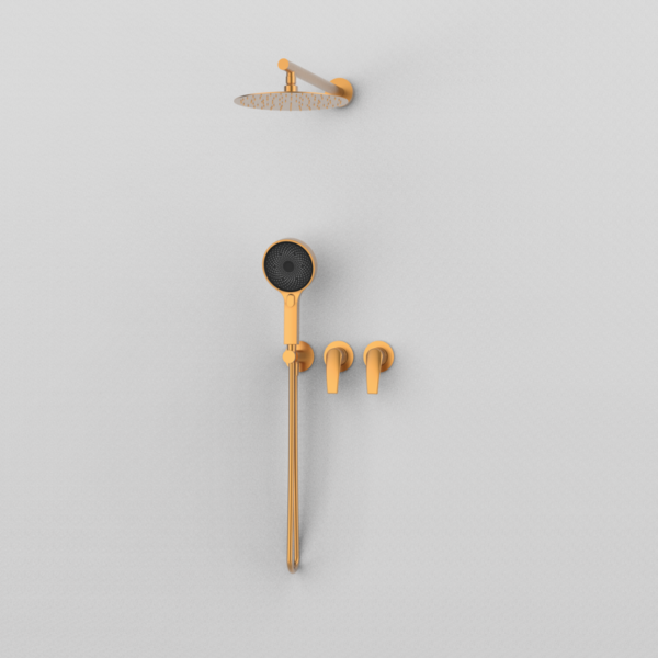 PREMIER Duschsystem mit Doppelsteuerung – 2 Abgänge Einhebelmischer Kupfer PVD