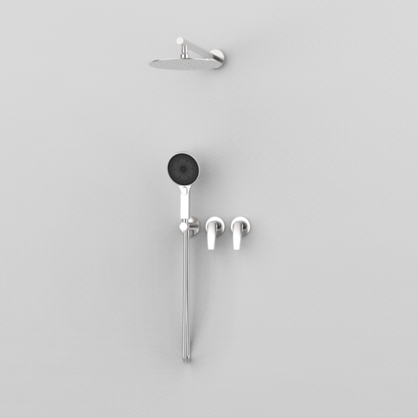 PREMIER Duschsystem mit Doppelsteuerung – 2 Abgänge Einhebelmischer Edelstahl PVD