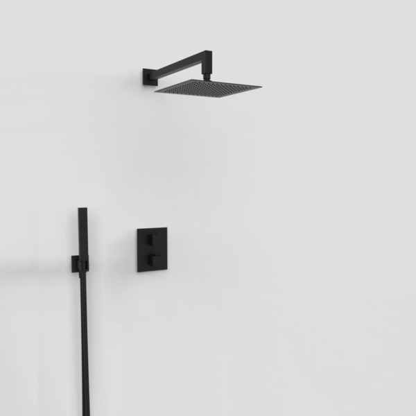 KALA - Thermostatisches Duschset mit 2-Wege-Umschaltung - Schwarz