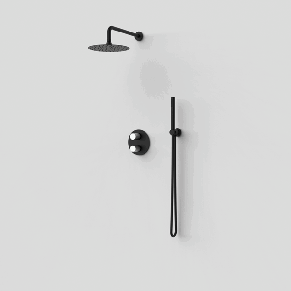 AURA - 2-Wege-Duschmischer-Set - Schwarz-Chrome