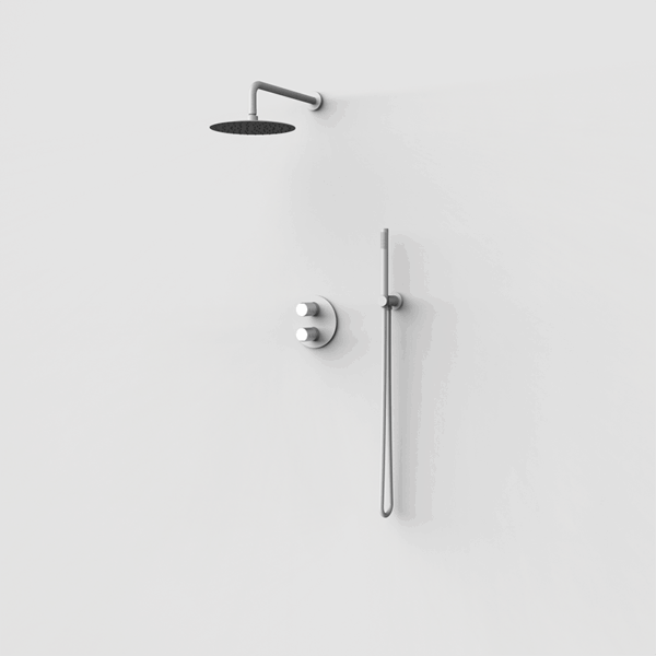 AURA - Thermostat-Duschsystem mit 2 Auslässen - Weiss-Chrome