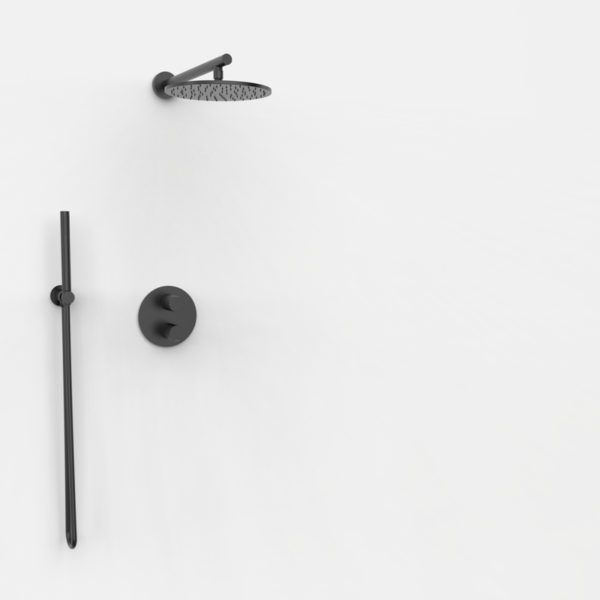 AURA - Thermostat-Duschsystem mit 2 Auslässen - Schwarz PVD