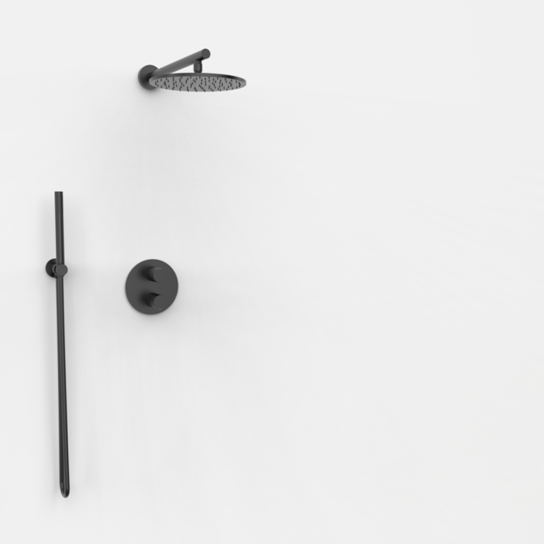 AURA - Thermostat-Duschsystem mit 2 Auslässen - Schwarz PVD