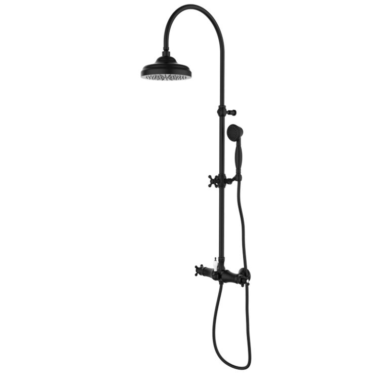 CLASSICAL - Thermostat-Duscharmatur mit teleskopischer Duschsäule - Schwarz