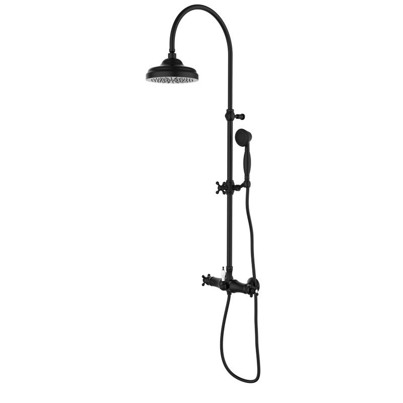 CLASSICAL - Thermostat-Duscharmatur mit teleskopischer Duschsäule - Schwarz