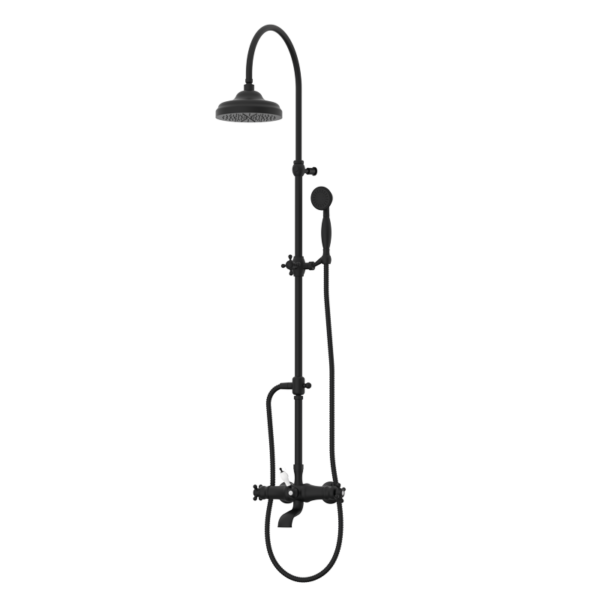 CLASSICAL - Thermostat-Wannen-Brausearmatur mit teleskopischer Duschsäule - Schwarz