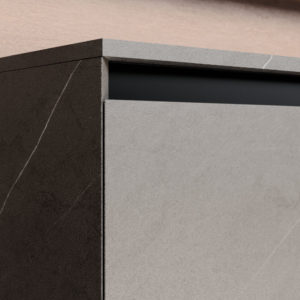 Badmöbel Serie CUBIK -Tür- und Schubladenfronten mit 45-Grad-Kanten
