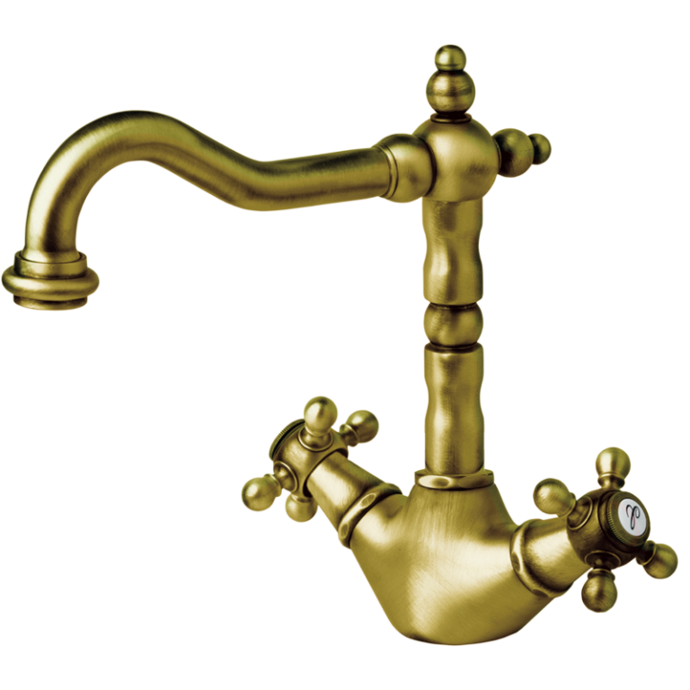 CLASSICAL - Retro-Auslauf für 1866 Monoblock-Waschtischarmatur Altes Messing