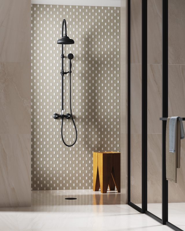 CLASSICAL - Duscharmatur mit klassischer teleskopischer Säule - Schwarz