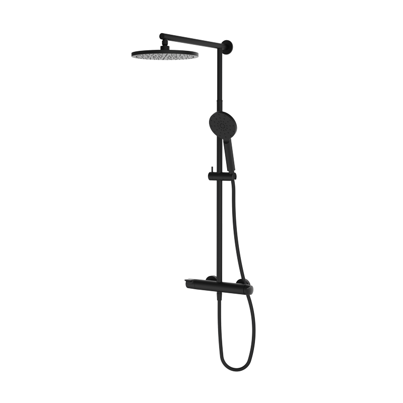 GRB Dry Einhebel-Duschmischer mit fester Duschsäule Schwarz