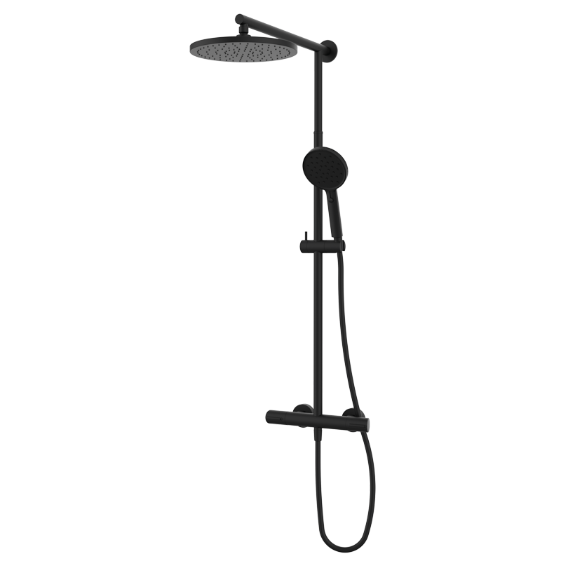 GRB Dry Thermostat-Duschsystem mit teleskopischer Duschsäule Schwarz
