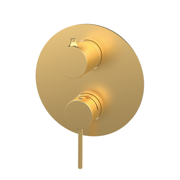 TIME Unterputz-Mischer mit Umsteller für zwei Wasserabgänge - Gold gebürstet PVD