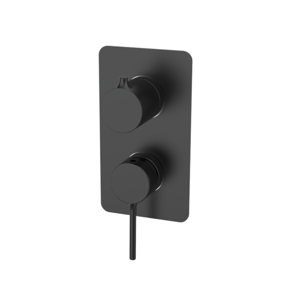 TIME Unterputz-Duscharmatur mit Umsteller und Abdeckplatte - Schwarz PVD