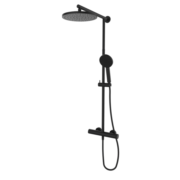 TIME Teleskop-Duschsäule mit Thermostat - Schwarz