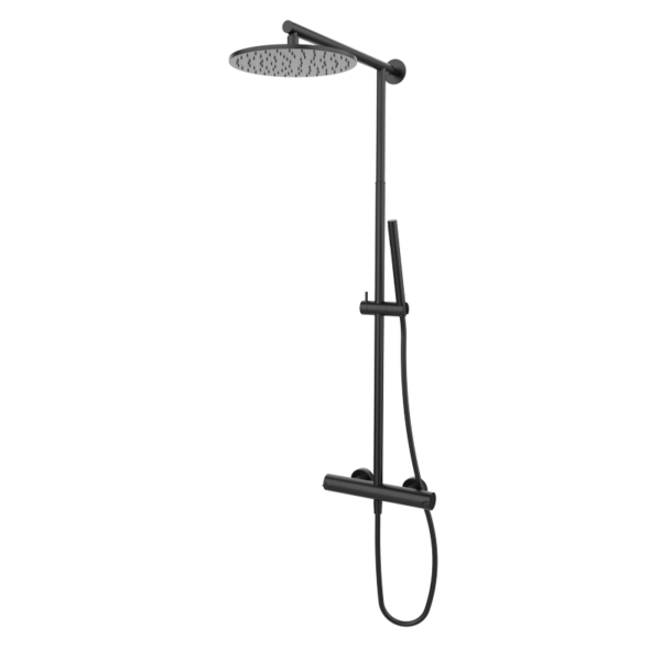 TIME Teleskop-Duschsäule mit Thermostat - Schwarz PVD