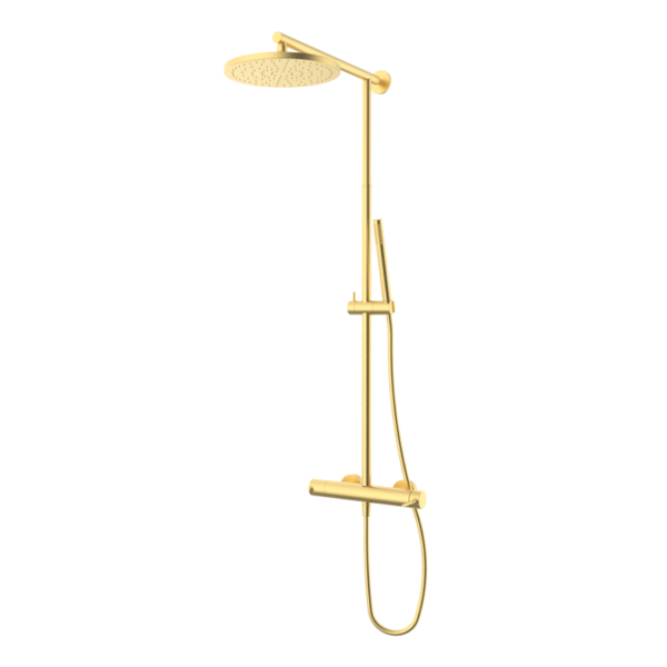 TIME Teleskop-Duschsäule mit Mischbatterie - Gold gebürstet PVD