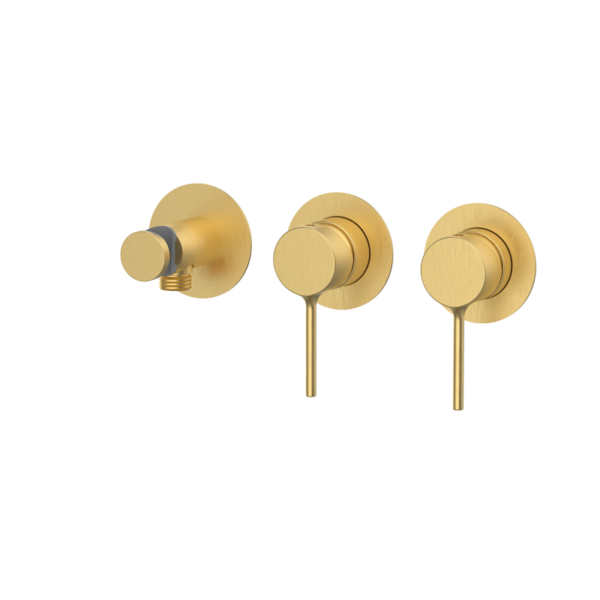 TIME Horizontale Unterputz-Duscharmatur mit Doppelsteuerung - Gold gebürstet PVD