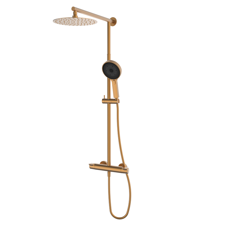 PREMIER Thermostatisches Duschsystem mit fester Duschsäule Kupfer PVD