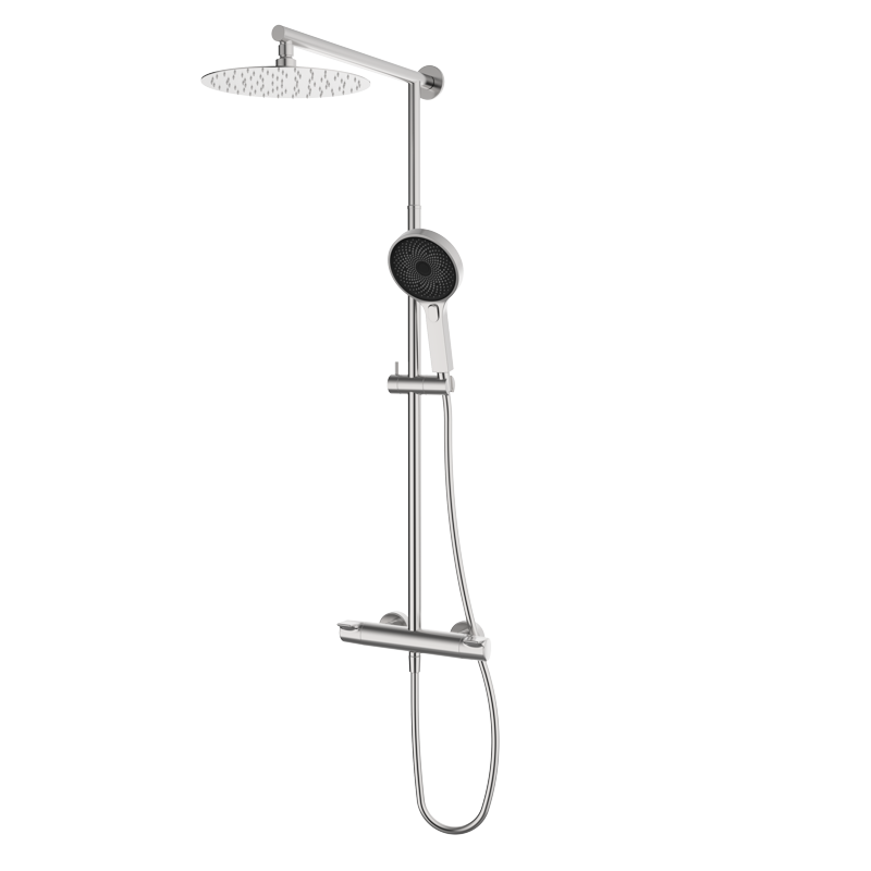 PREMIER Thermostatisches Duschsystem mit fester Duschsäule Edelstahl PVD