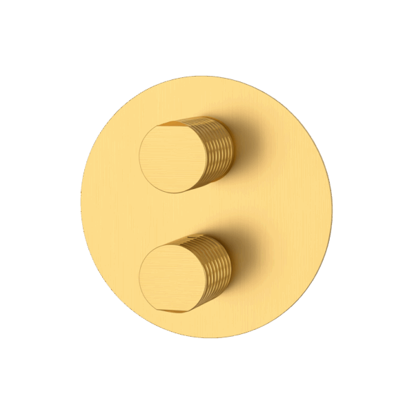 AURA - Unterputz-Thermostatarmatur mit Absperrventil - Gold gebürstet PVD