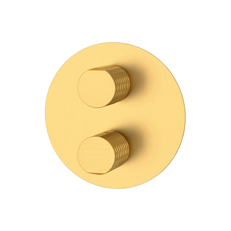 AURA - Unterputz-Thermostatarmatur mit Absperrventil - Gold gebürstet PVD