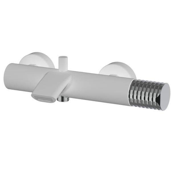 AURA - Badewannen-Duschmischer - Weiss-Chrome