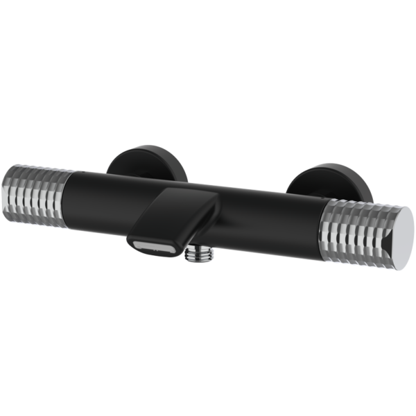 AURA - Thermostat-Wannen und Duscharmatur - Schwarz-Chrome