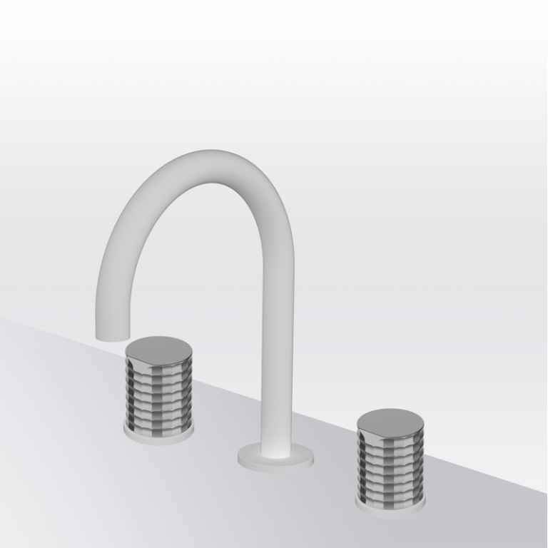 AURA - Isola Zweigriff-Waschtischarmatur- Weiss-Chrome