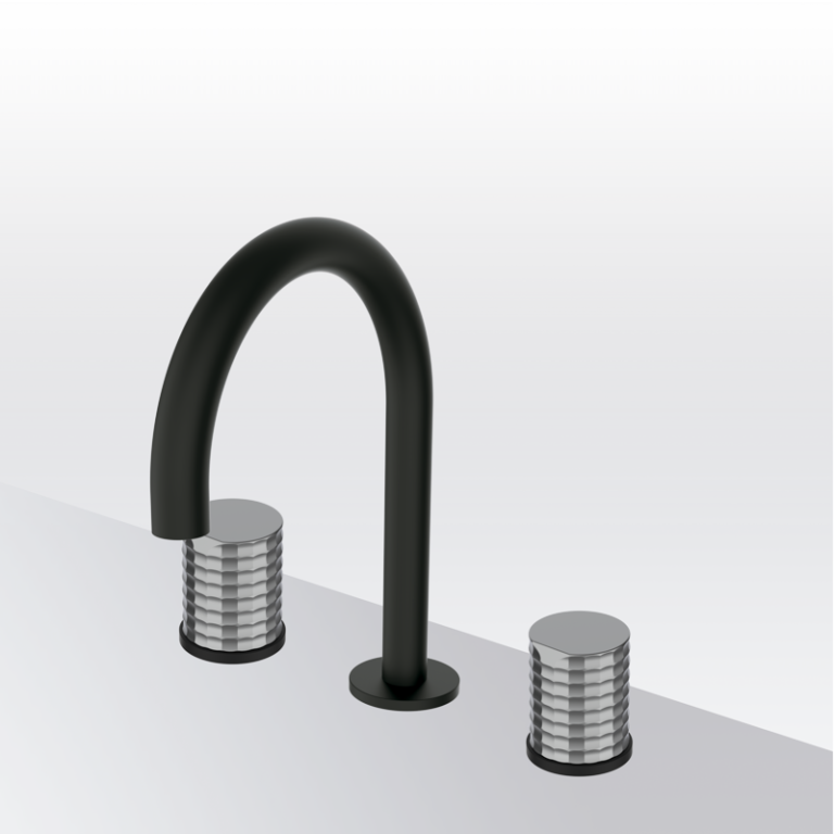 AURA - Isola Zweigriff-Waschtischarmatur- Schwarz-Chrome