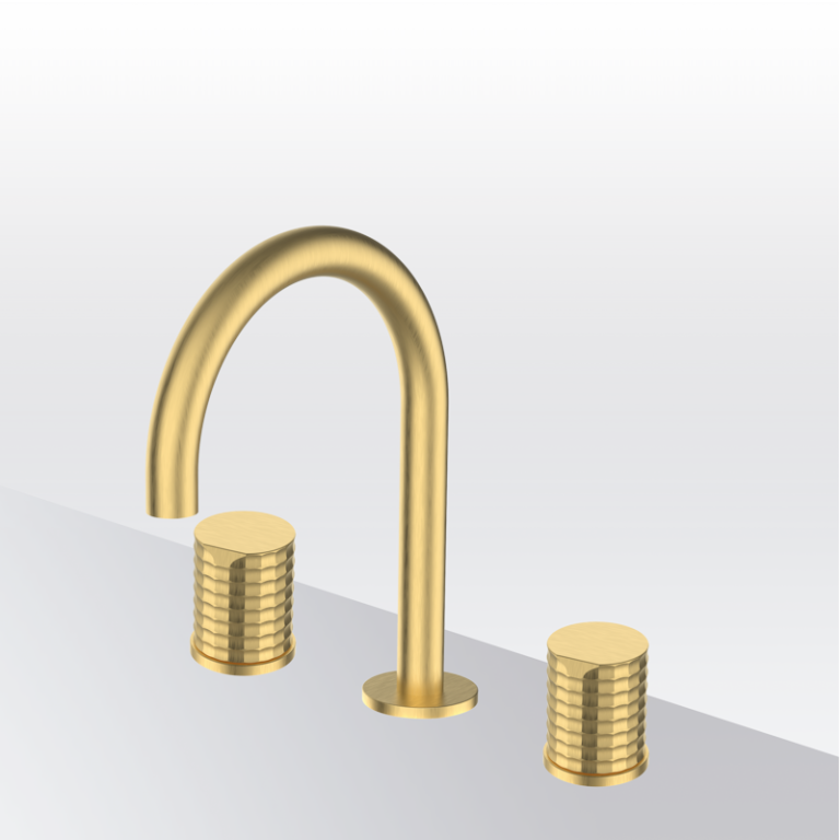 AURA - Isola Zweigriff-Waschtischarmatur- Gold gebürstet PVD