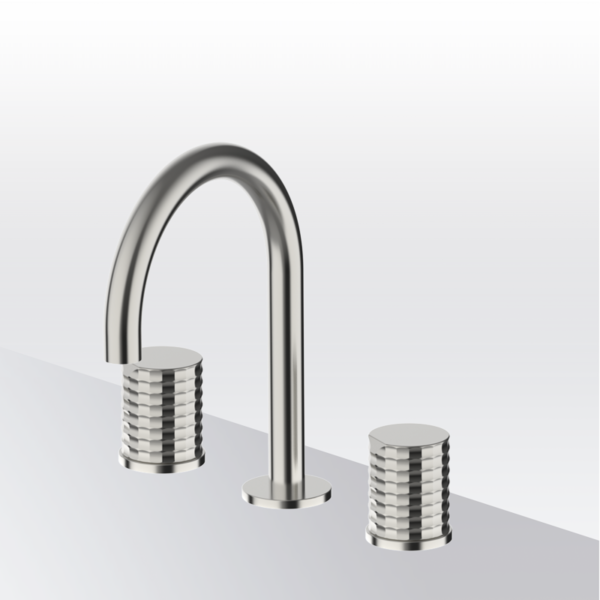 AURA - Isola Zweigriff-Waschtischarmatur- Edelstahl PVD