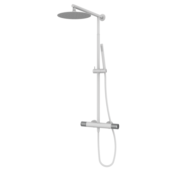 AURA - Duscharmatur mit Teleskop-Duschsäule - Weiss-Chrome