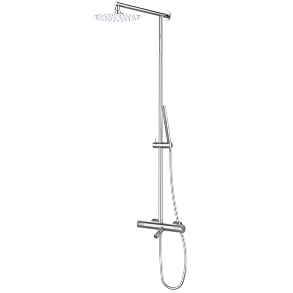 AURA - Thermostat-Wannen-/Duscharmatur mit Teleskop-Duschsäule - Chrome