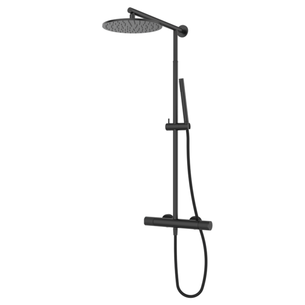 AURA - Thermostat-Duscharmatur mit höhenverstellbarer Duschsäule - Schwarz PVD