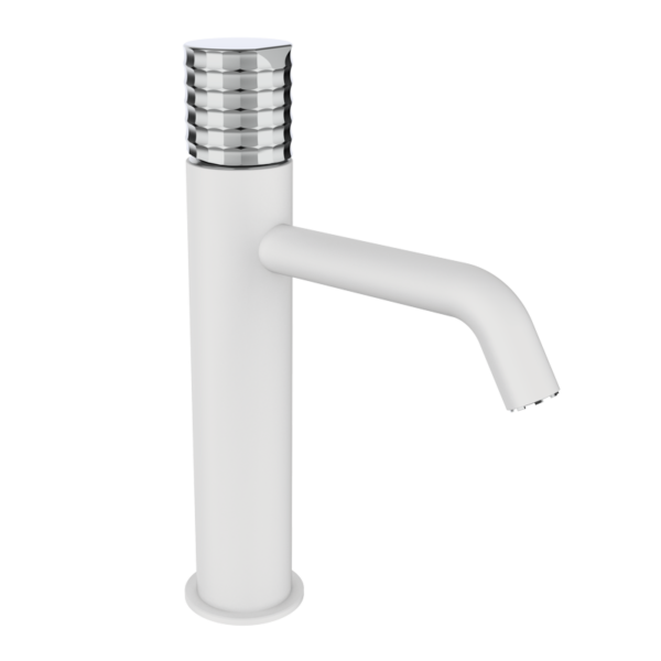 AURA XL-Waschtischarmatur - Weiss-Chrome