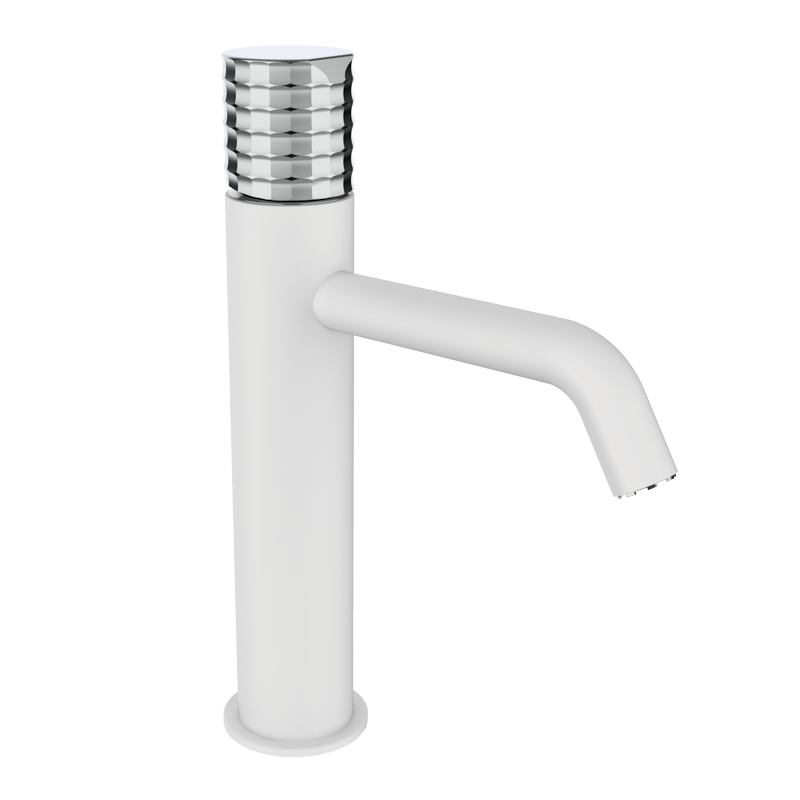 AURA XL-Waschtischarmatur - Weiss-Chrome