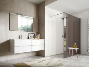 Badmöbel IDEA_Unterteilen matt lackiert Weiß, Top in Weiß matt Mineralsolid