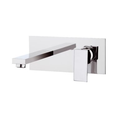 Wand Waschtischeinhandbatterie Oxy, mit rechtwinkliger Platte in Messing-Chrom und Quadrat Auslauf cm