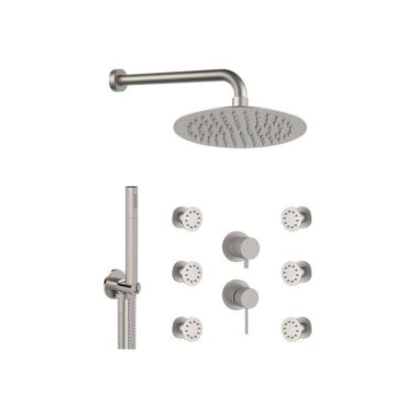 Badarmatur-Set aus gebürstetem Edelstahl