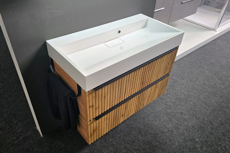 Badmöbel Set 90 cm + Aluminium Spiegelschrank
