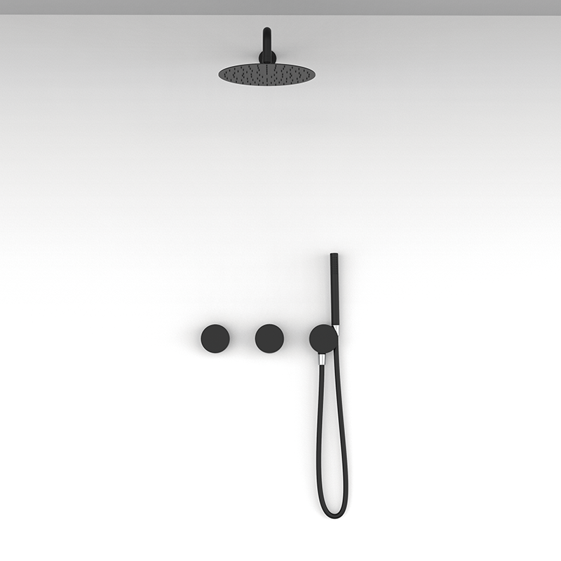 Duschmischer-Set, mit 2 Ausgängen Schwarz