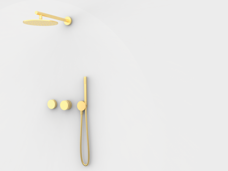 Duschmischer-Set, mit 2 Ausgängen Gold gebürstet PVD